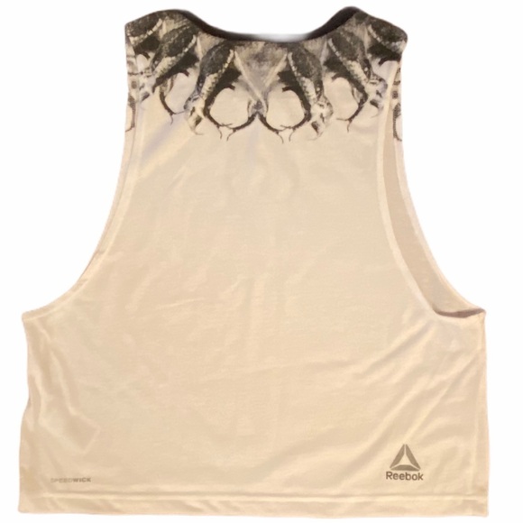 Reebok Cropped Muscle Tank- Cardio Fashion Snake Design White Small - Picture 4 of 4